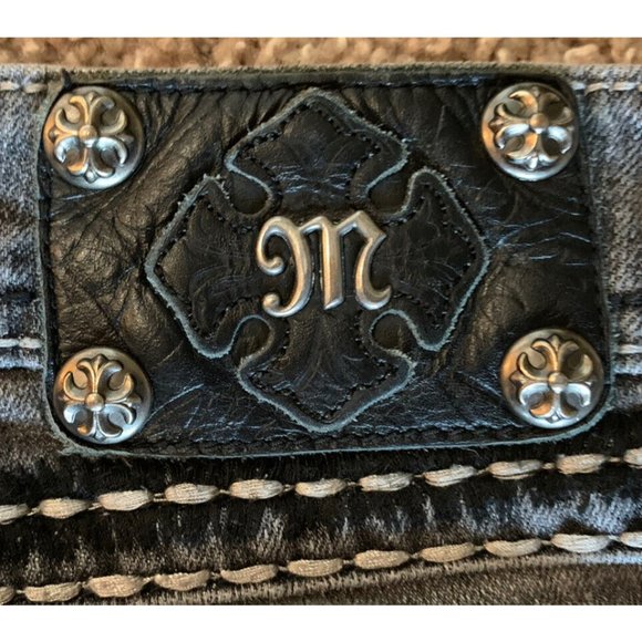 Miss Me Boot JP5014-2 Flap Pockets Thick Stitch Rhinestone Charcoal Size 30 Boot - Picture 9 of 14